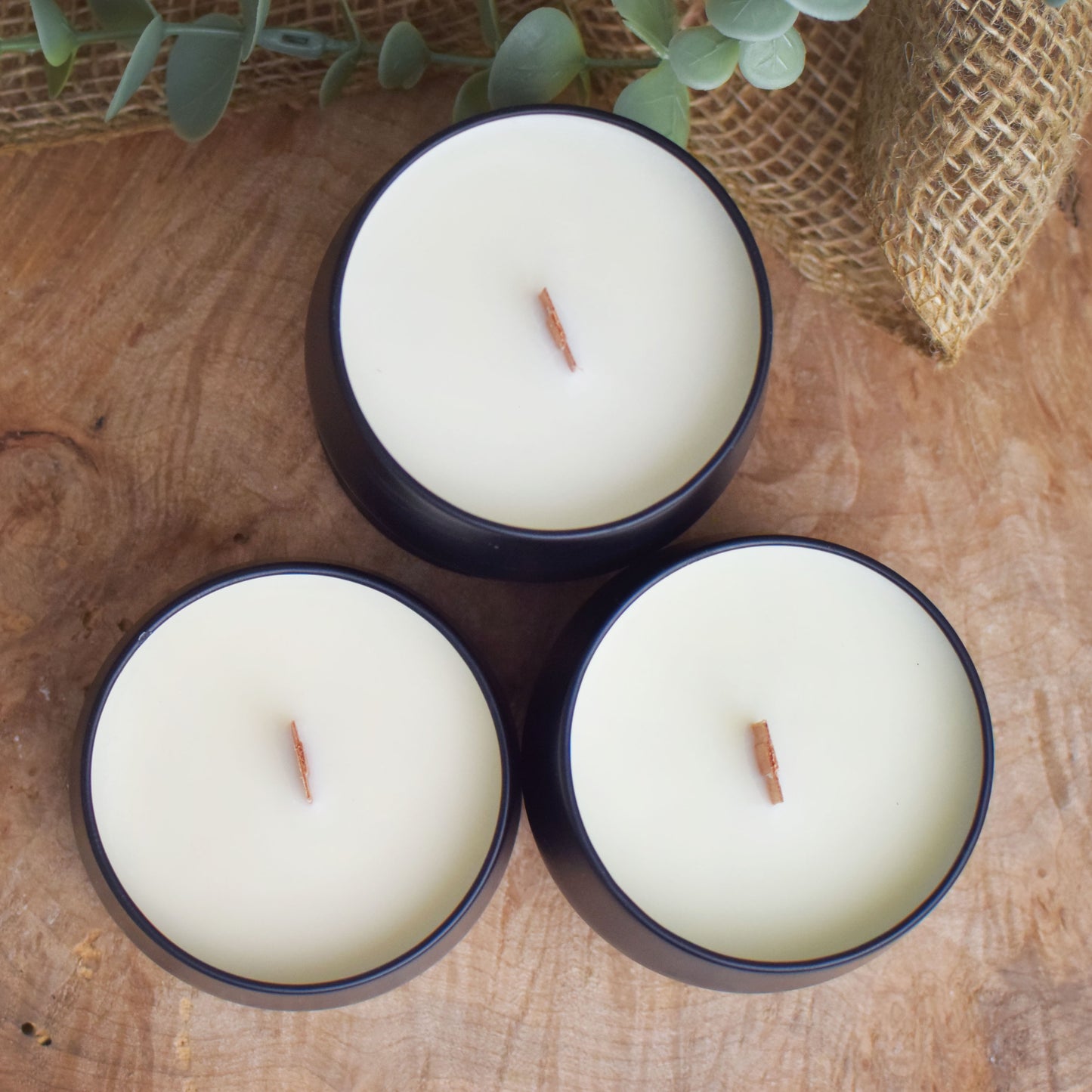 4oz Black Tin Candles