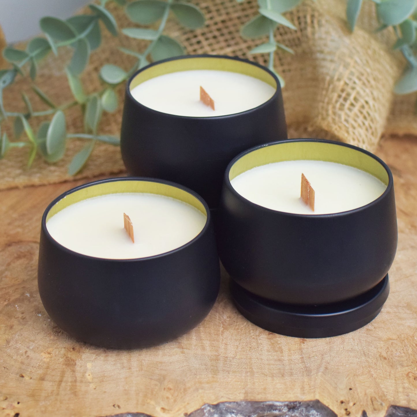 4oz Black Tin Candles
