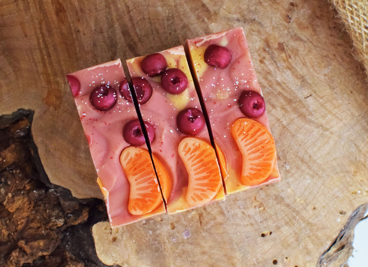 Cranberry Orange Tussah Silk Soap