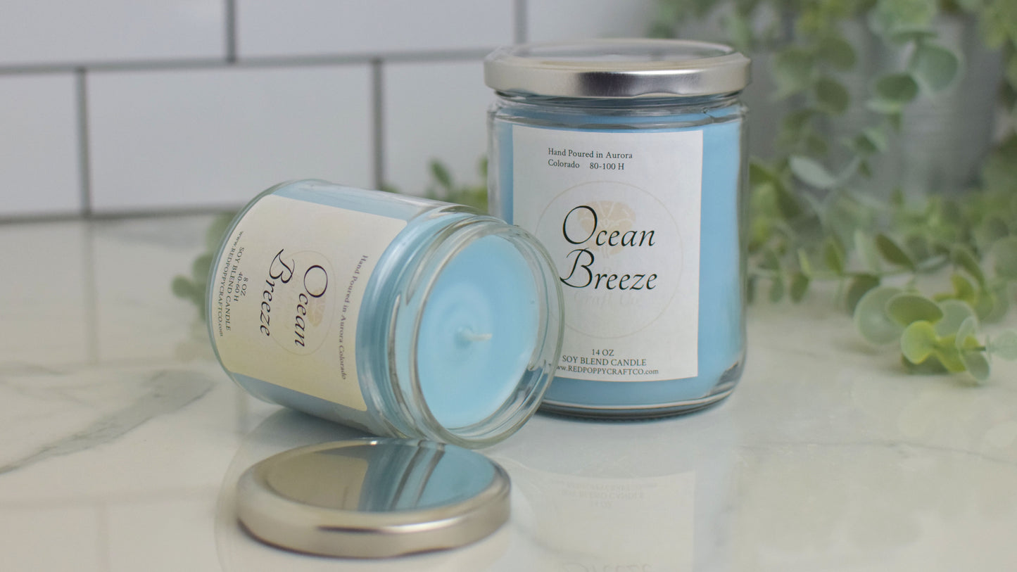 Ocean Breeze Hand Poured Soy Blend Candle