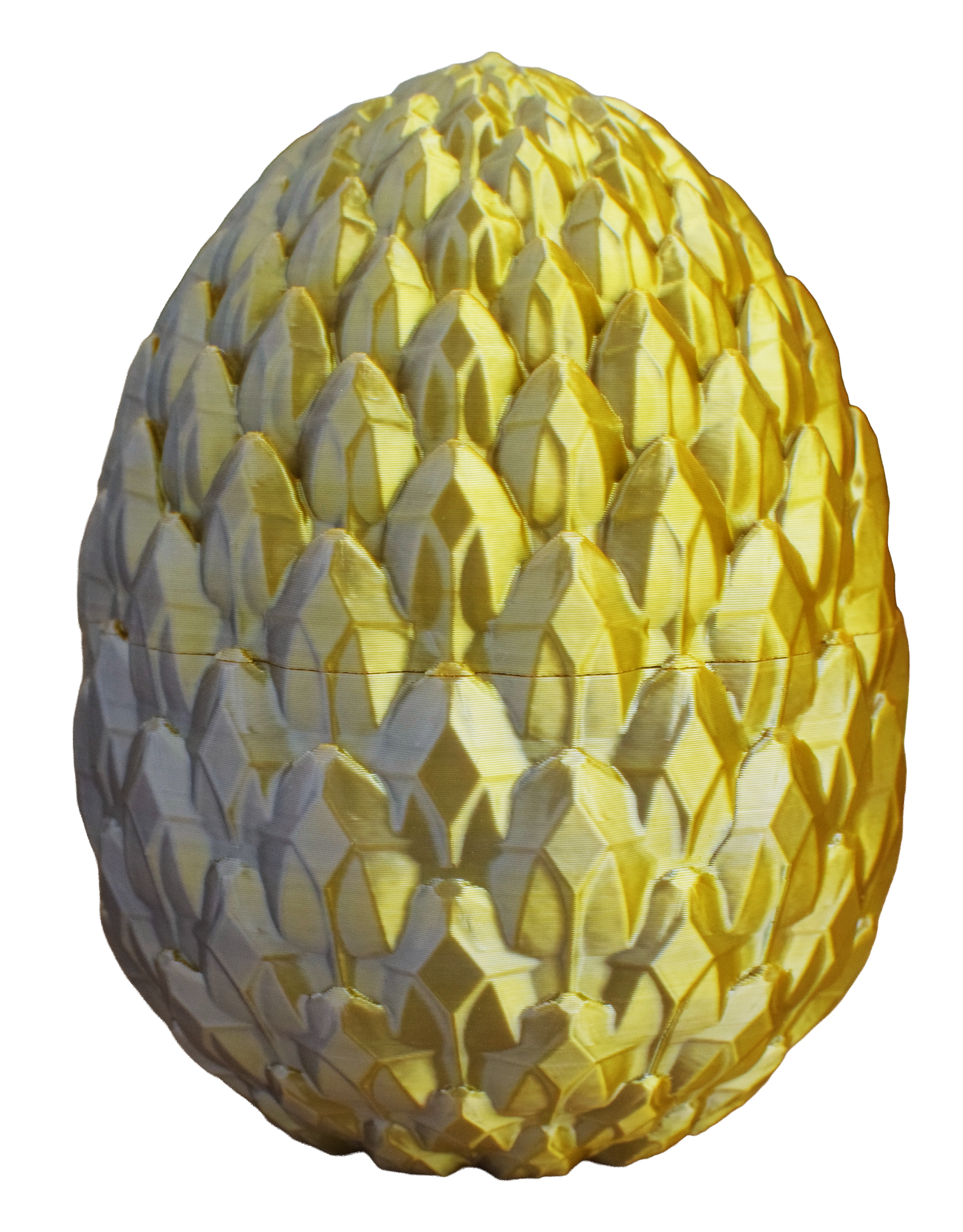 Decorative dragon egg object with a textured surface on a white background