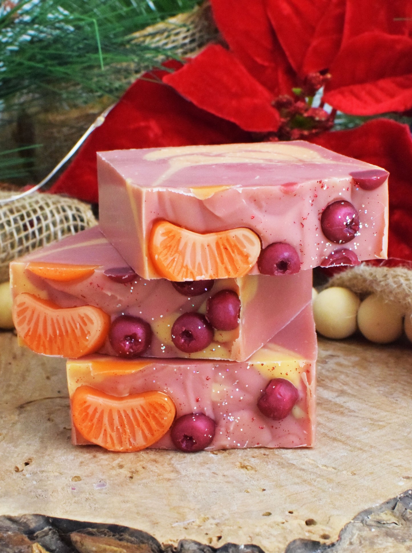 Cranberry Orange Tussah Silk Soap