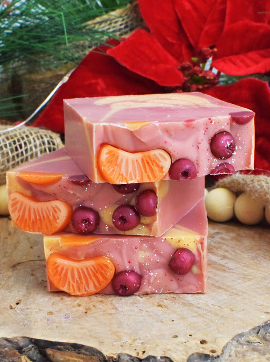 Cranberry Orange Tussah Silk Soap