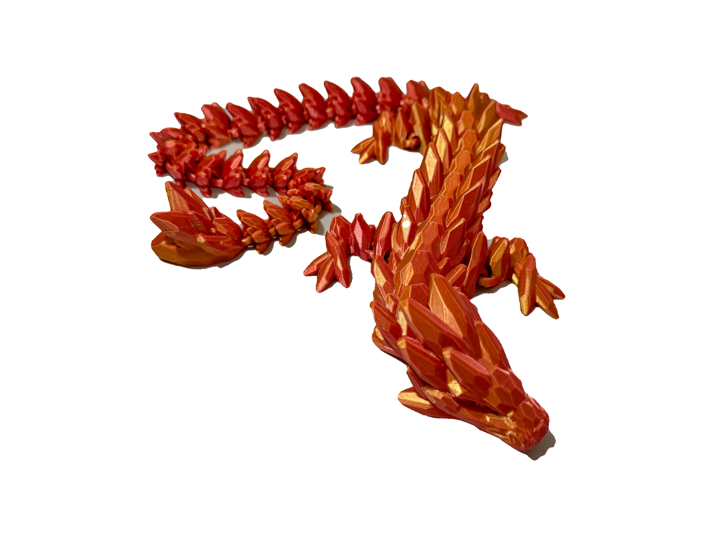 red and gold stone dragon on white background