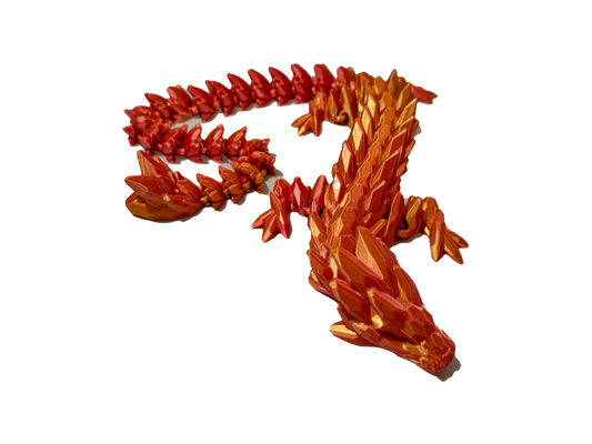 red and gold stone dragon on white background